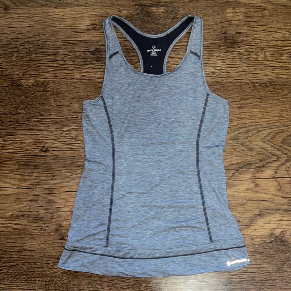 EUC Heather Gray Moving Comfort Racerback Top